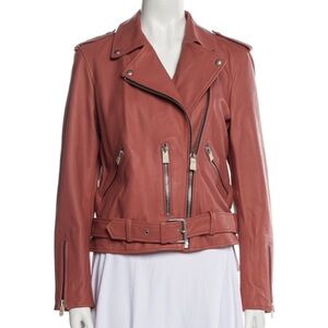 Allsaints Pink Balfern Leather Jacket